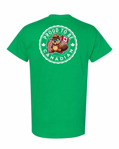 Proud to Be Canadian Beaver Left Chest & Back Men's Tee