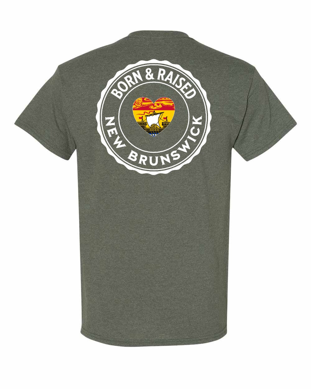 Born and Raised NB Heart Flag Left Chest & Back Men's Tee