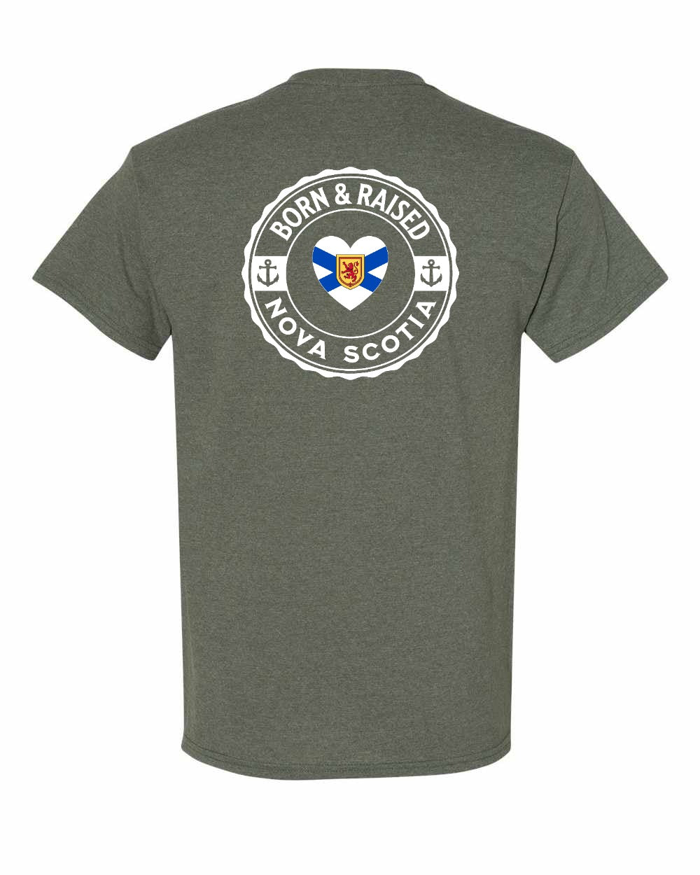 Born and Raised NS Heart Flag Left Chest & Back Men's Tee