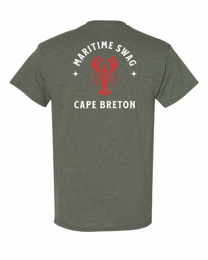 Maritime Swag Cape Breton Mandala Red Lobster Left Chest and Back Men's Tee