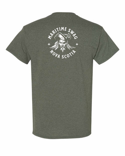 Maritime Swag Nova Scotia Pirate Left Chest and Back mens-tee