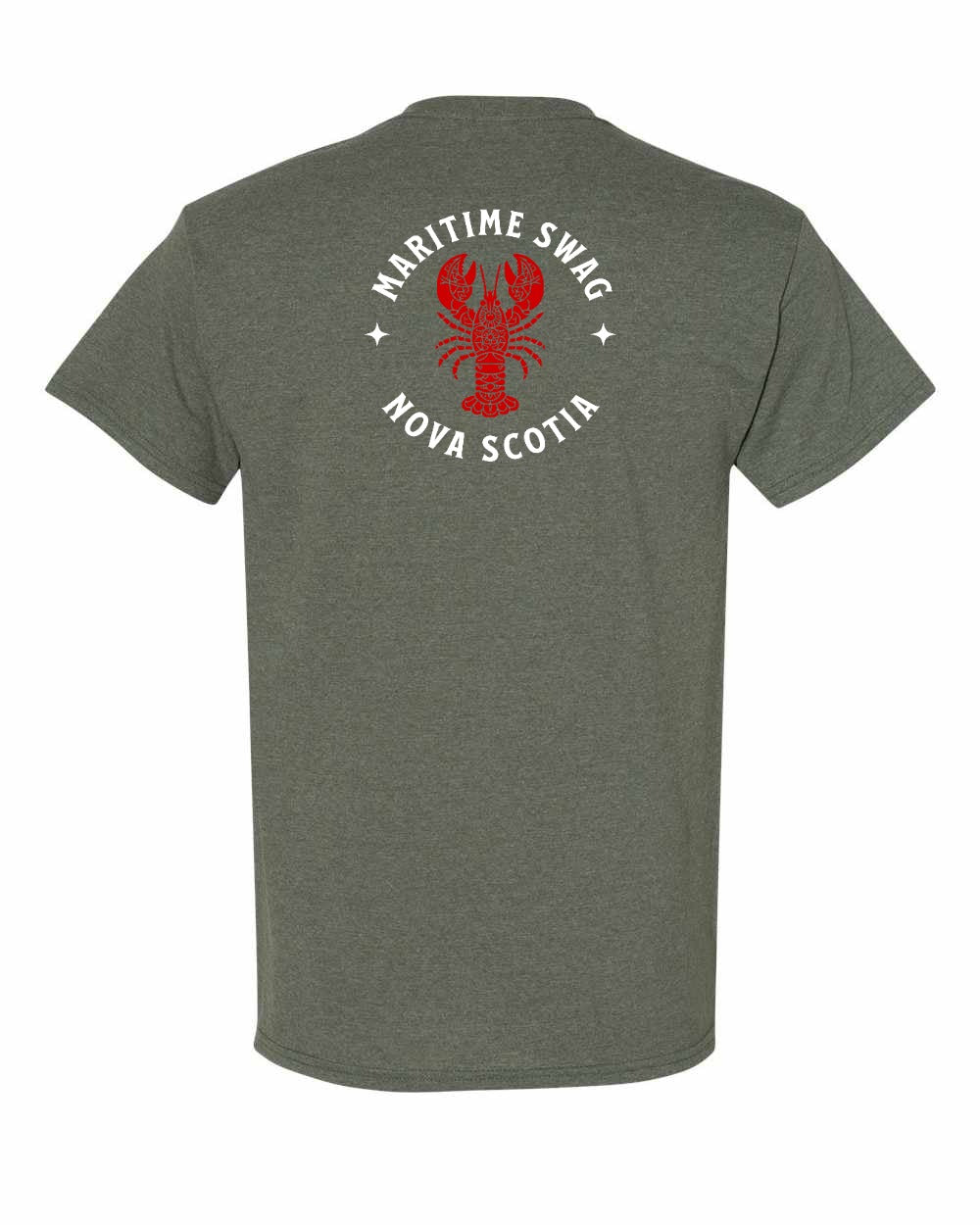 Maritime Swag Nova Scotia Mandala Red Lobster Left Chest and Back mens-tee