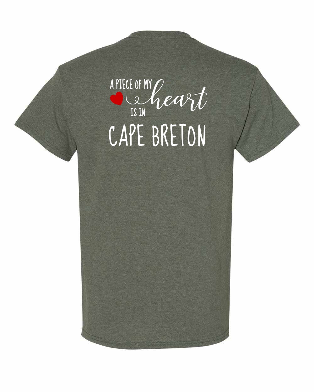 A piece of My heart in Cape Breton (Red Heart) Left Chest and Back Men's Tee