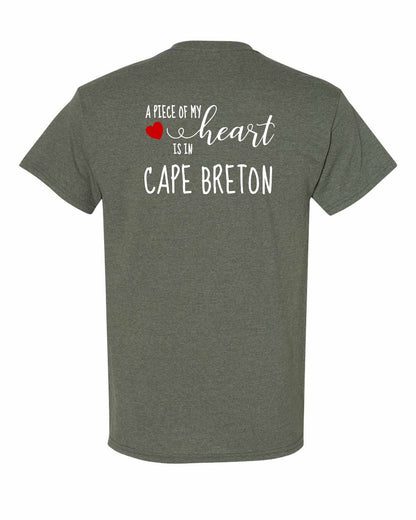 A piece of My heart in Cape Breton (Red Heart) Left Chest and Back Men's Tee