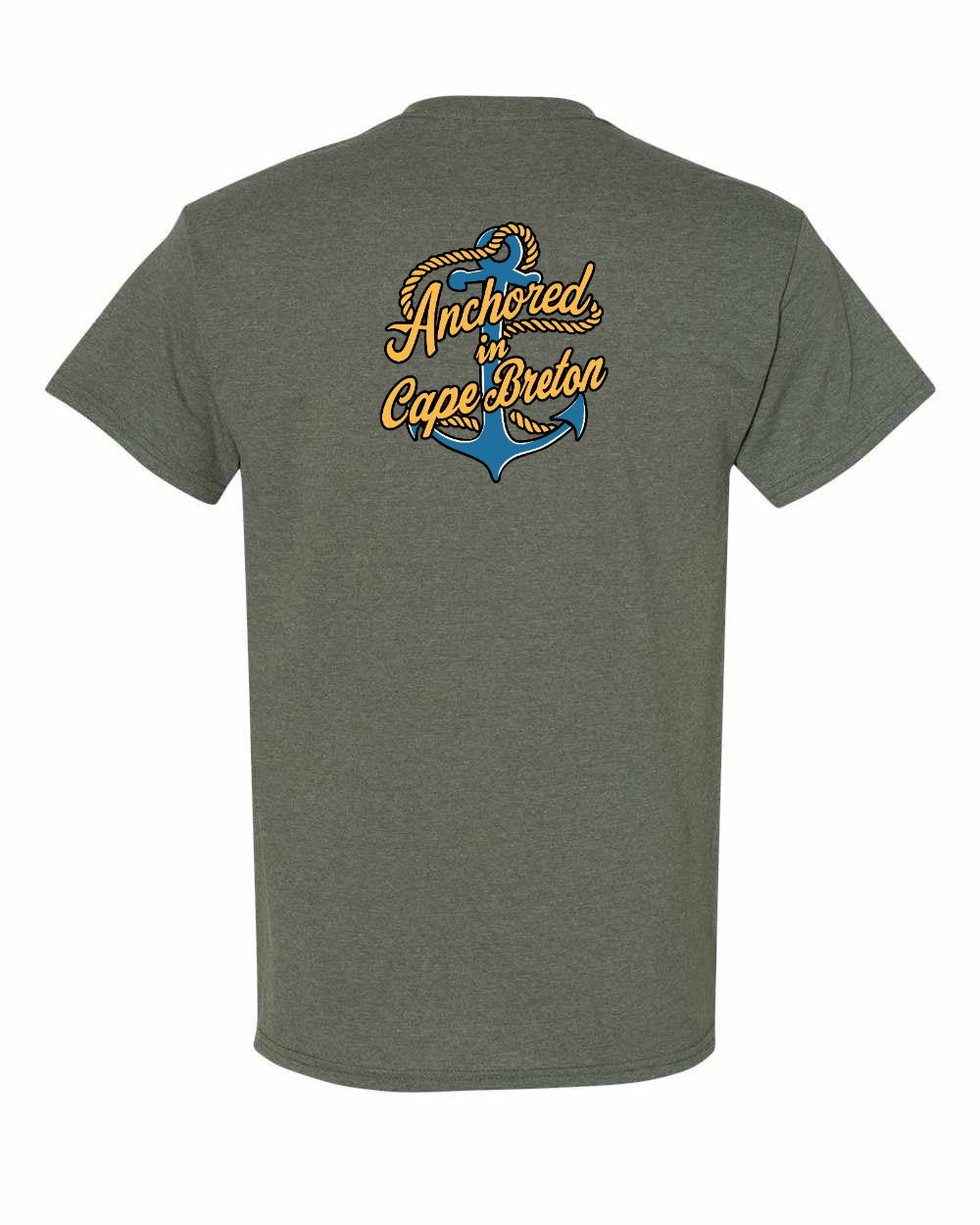 Anchored in Cape Breton (New Design) Left Chest and Back Men's Tee