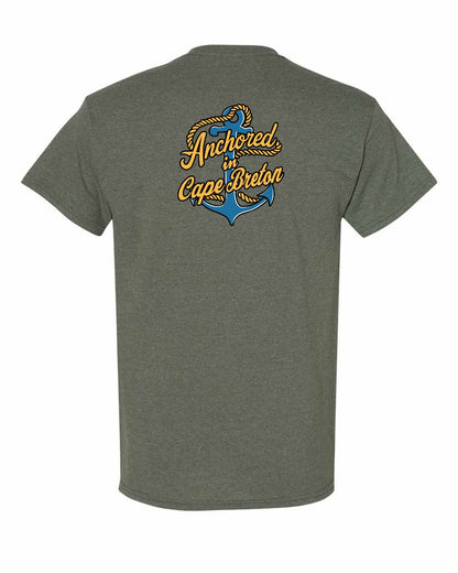 Anchored in Cape Breton (New Design) Left Chest and Back Men's Tee