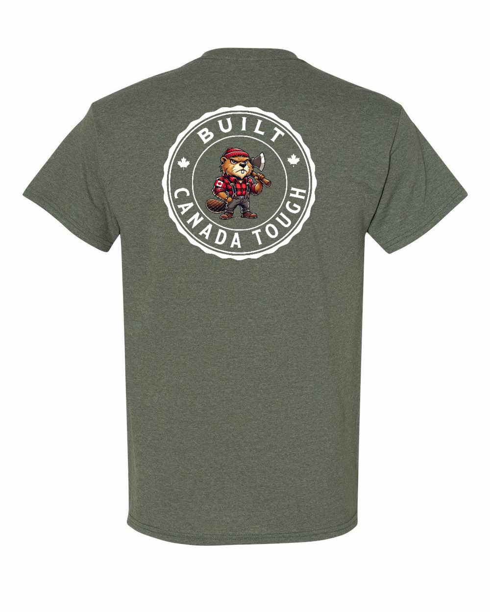 Built Canada Tough Axe Beaver Left Chest & Back Men's Tee