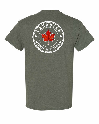 Canadian Born And Raised Left Chest & Back Men's Tee