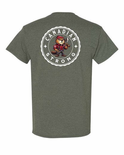 Canadian Strong Beaver Left Chest & Back Men's Tee