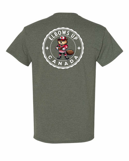 Elbows Up Beaver Left Chest & Back Men's Tee