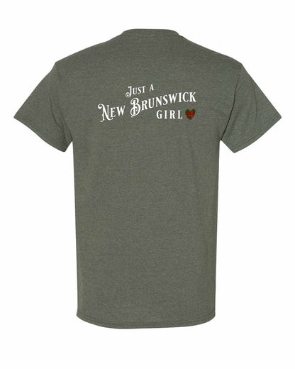 New Brunswick Girl Tartan heart Left Chest and Back Men's Tee