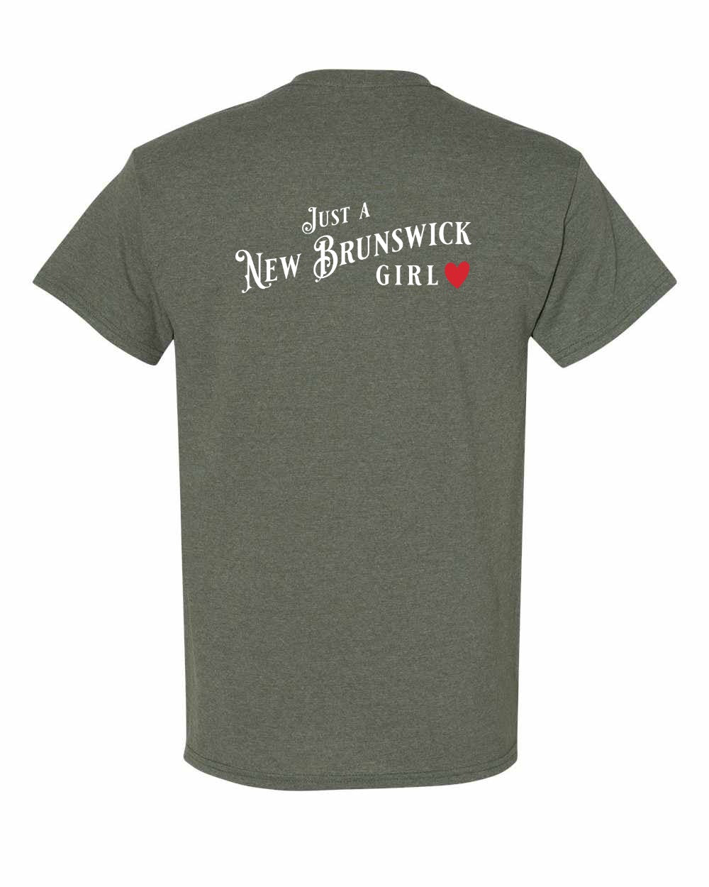 Just a New Brunswick Girl Red Left Chest and Back Men's Tee