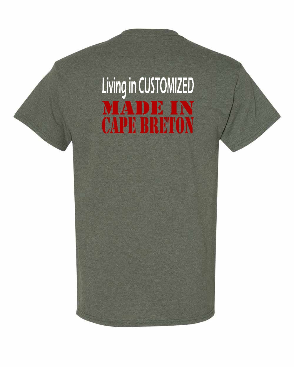 Living in Custom Made in Cape Breton Left Chest and Back Men's Tee