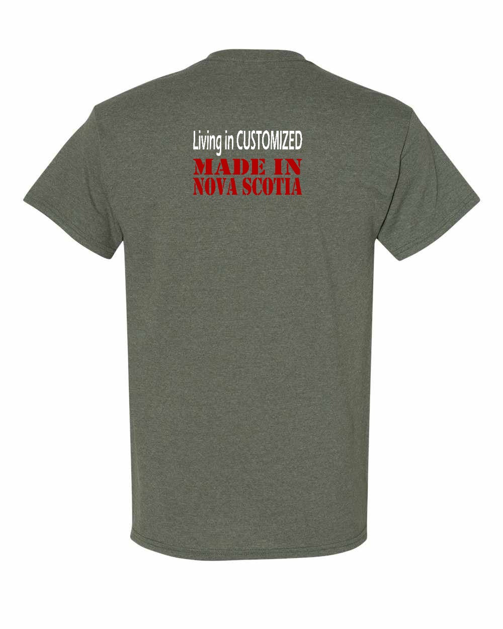 Living in Custom Made in Nova Scotia Left Chest and Back mens-tee