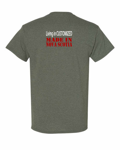 Living in Custom Made in Nova Scotia Left Chest and Back mens-tee