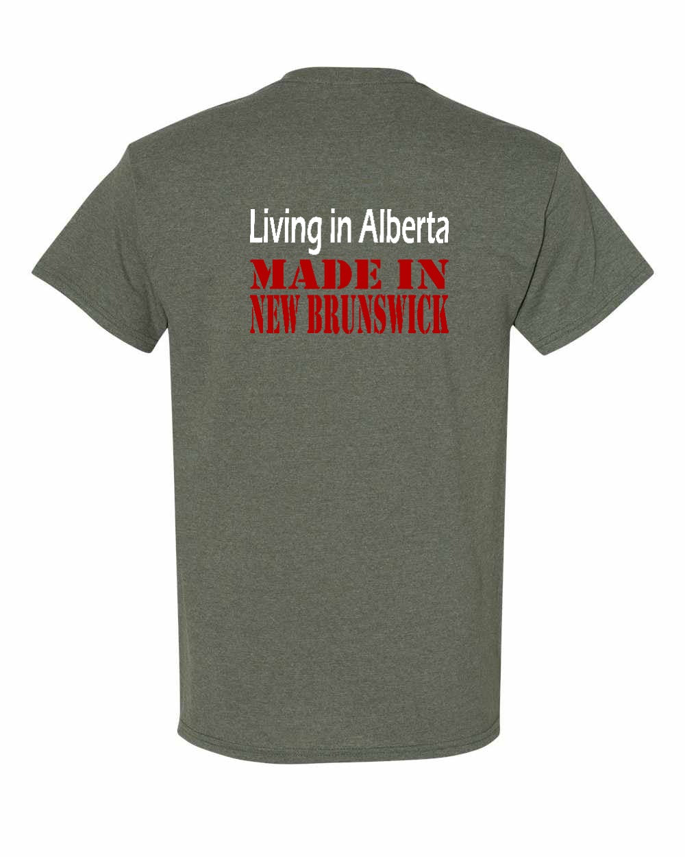 Living Alberta Made in New Brunswick Left Chest and Back Men's Tee