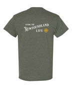 Living the NFLD Life yellow Left Chest and Back Men's Tee