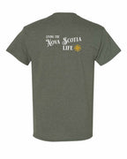 Living the NS Life yellow Left Chest and Back Men's tee