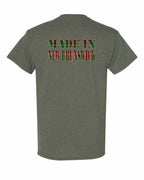 Made In NB ( Tartan Lettering) Left Chest and Back Men's Tee