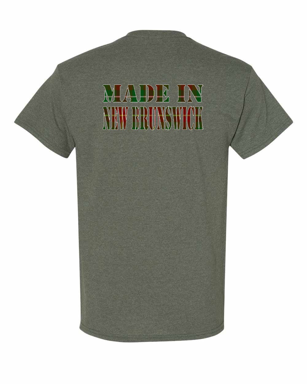 Made In New Brunswick ( Tartan Lettering) Left Chest and Back Men's Tee