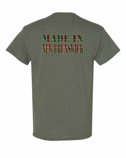 Made In New Brunswick ( Tartan Lettering) Left Chest and Back Men's Tee
