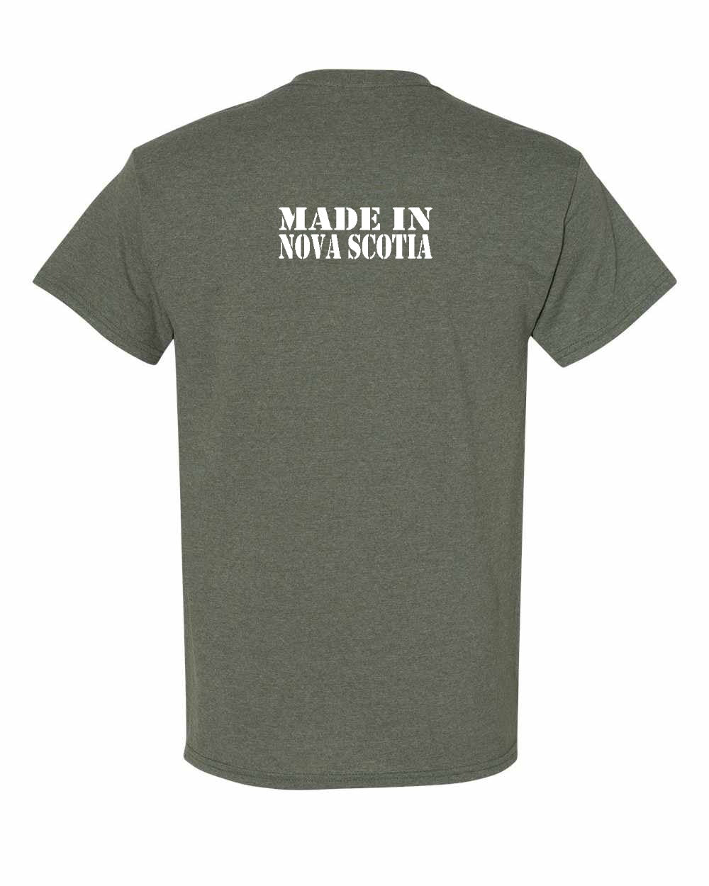 Made In NS ( White Lettering) Left Chest and Back Men's tee