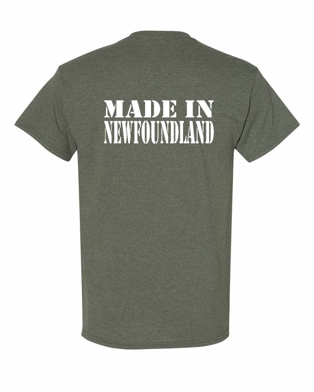 Made In Newfoundland ( White Lettering) Left Chest and Back Men's Tee