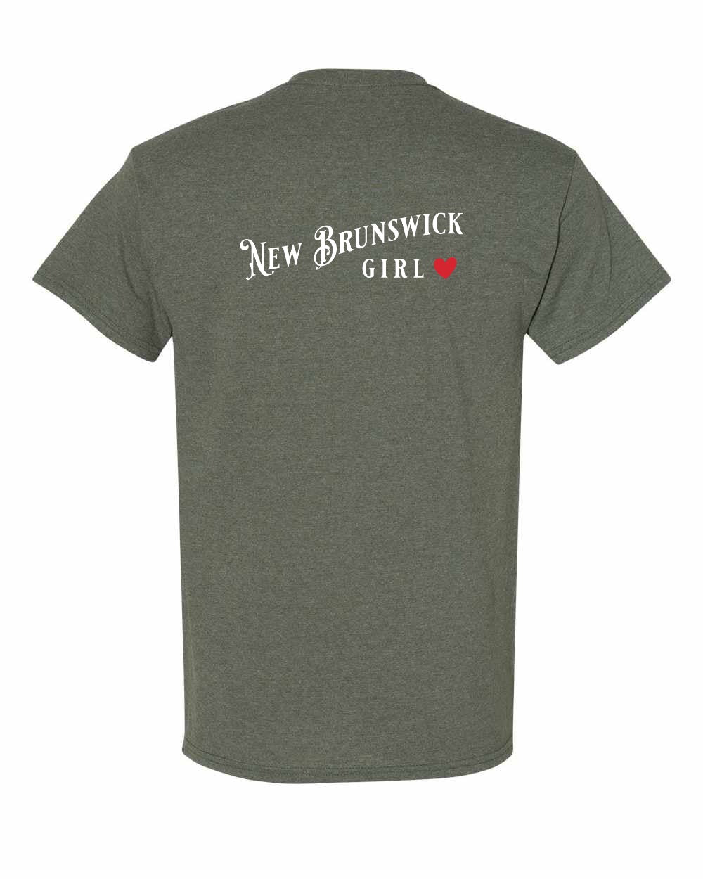 New Brunswick Girl Red Heart Left Chest and Back Men's Tee
