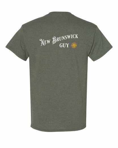 New Brunswick Guy yellow Left Chest and Back Men's Tee