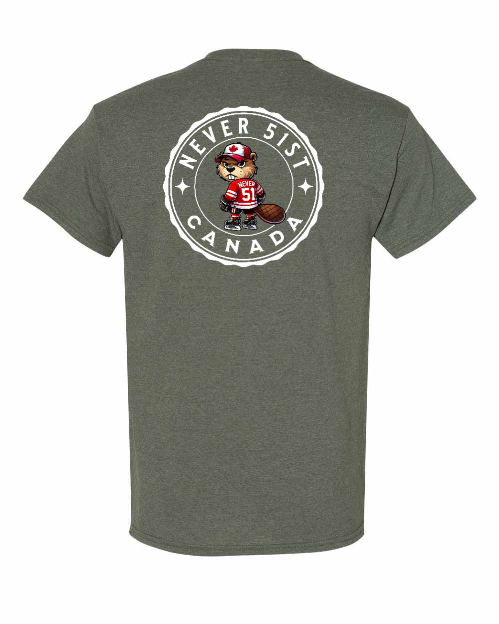 Never 51st Beaver Left Chest & Back Men's Tee