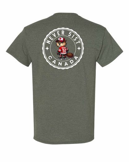 Never 51st Beaver Left Chest & Back Men's Tee