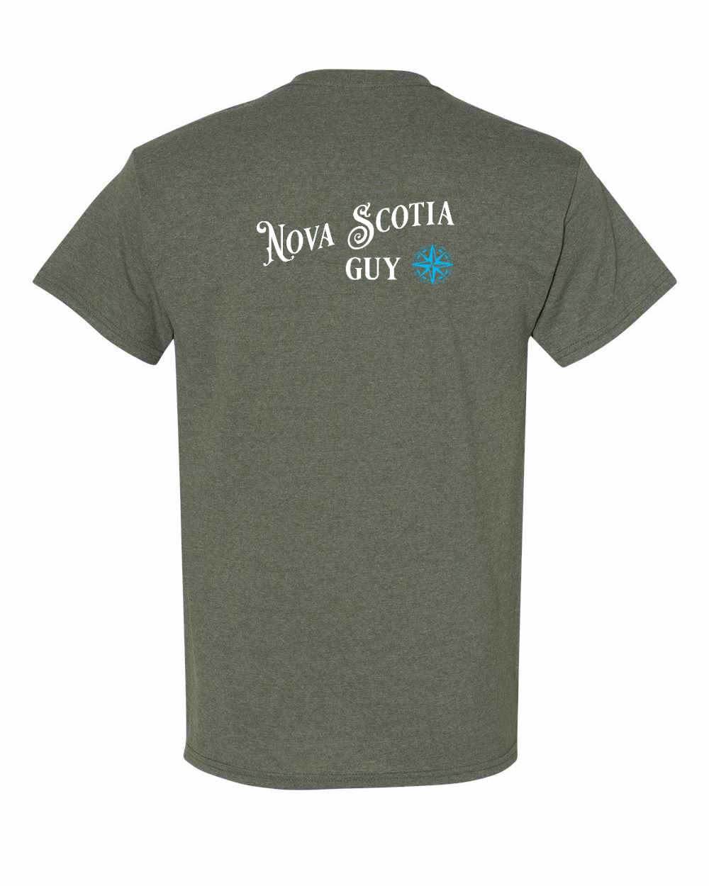 Nova Scotia Guy blue Left Chest and Back mens-tee