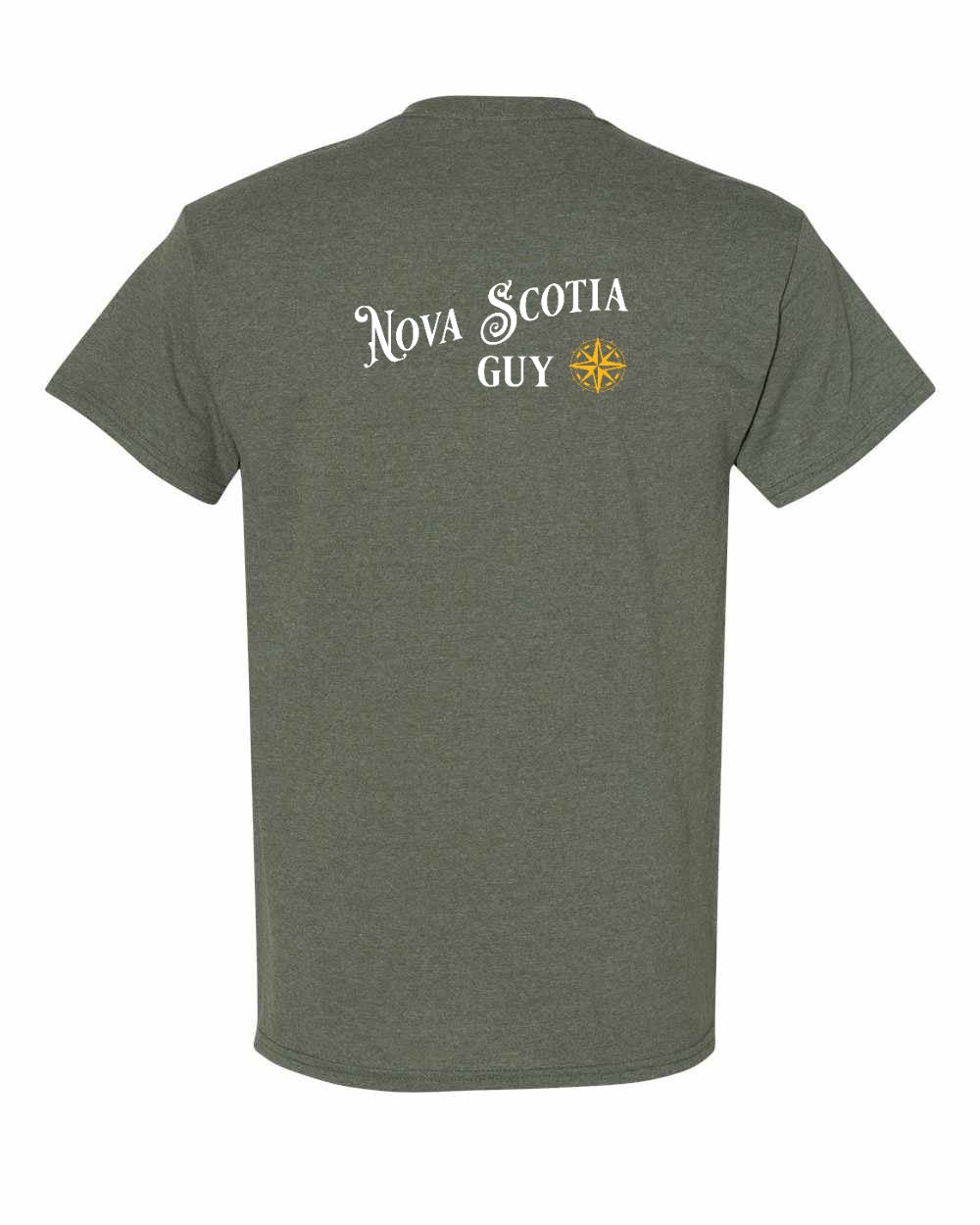 Nova Scotia Guy yellow Left Chest and Back mens-tee