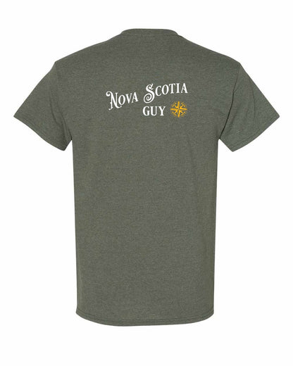 Nova Scotia Guy yellow Left Chest and Back mens-tee