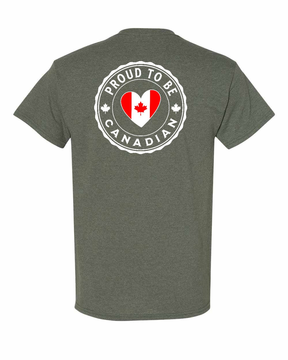 Proud Canadian Heart Flag Left Chest & Back Men's Tee - Gildan Canada (sewn Internationally)