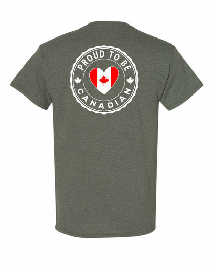 Proud Canadian Heart Flag Left Chest & Back Men's Tee