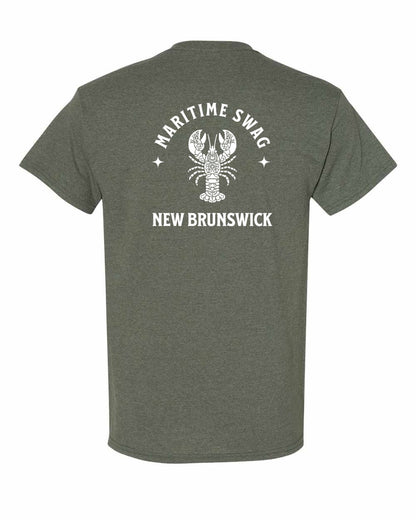 NB New Brunswick Mandala white Lobster Left Chest and Back Men's Tee