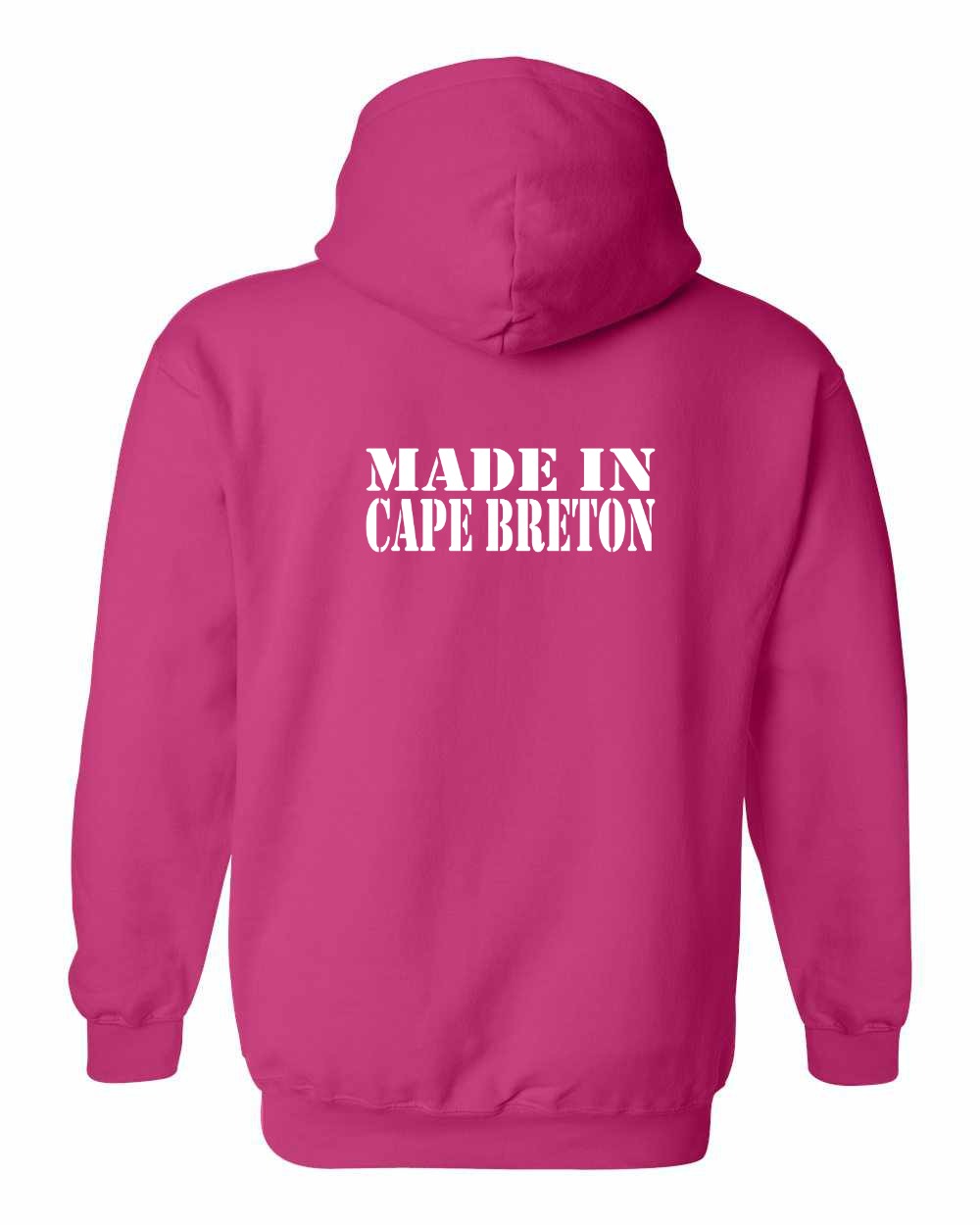Made In CB White Left Chest and Back Pullover Hoodie - Unisex
