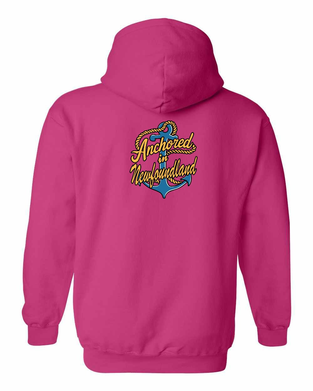Anchored in NFLD (New Design) Left Chest and Back Pullover Hoodie - Unisex