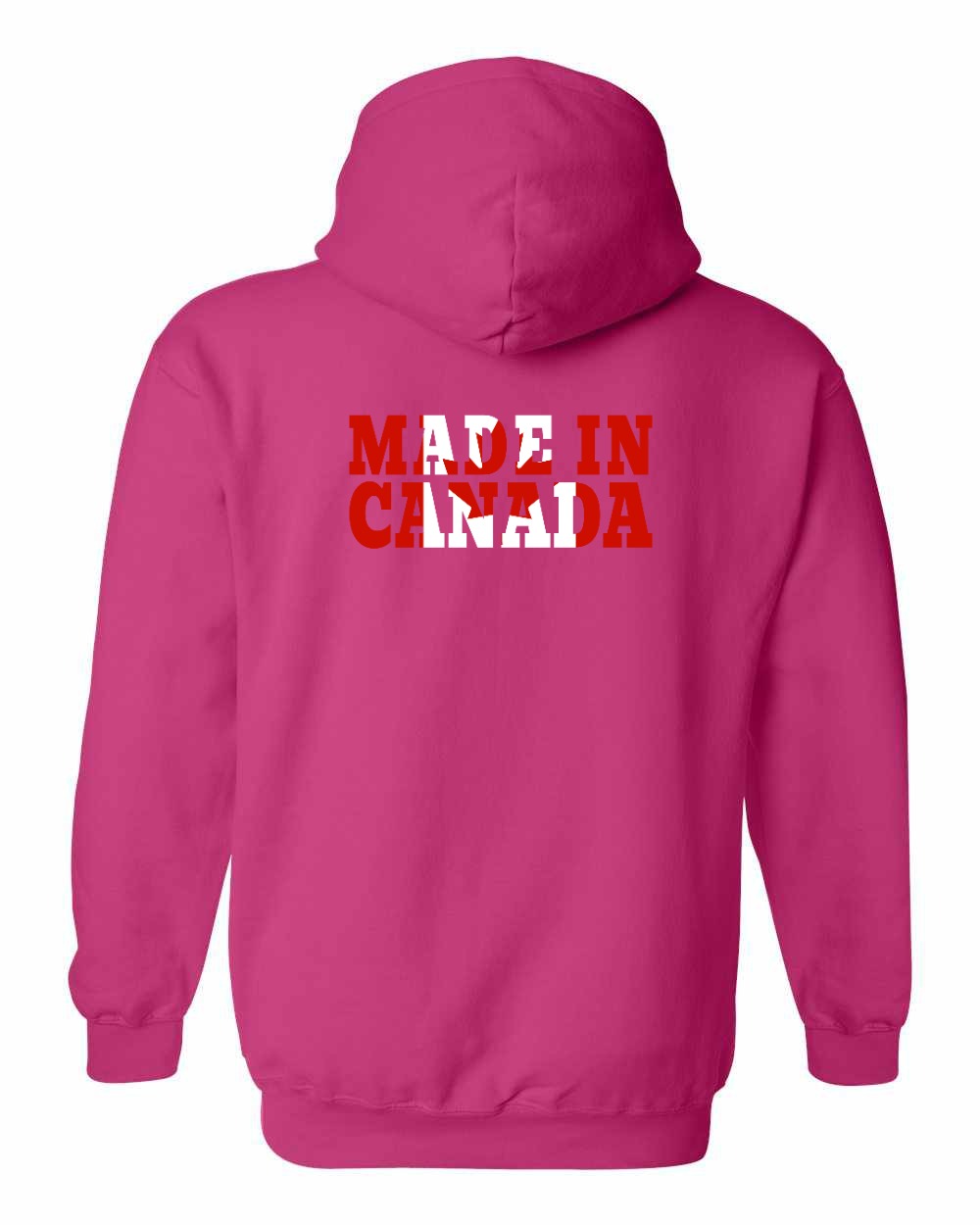 Made in Canada Flag Background Left Chest and Back Pullover Hoodie - Gildan Canada (sewn Internationally) - Unisex