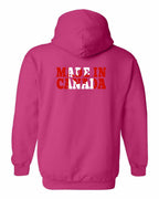 Made in Canada Flag Background Left Chest and Back Pullover Hoodie - Gildan Canada (sewn Internationally) - Unisex