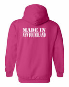 Made In NFLD ( White Lettering) Left Chest and Back Pullover Hoodie - Unisex