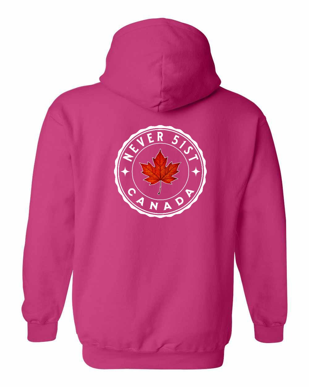 Never 51st Leaf Left Chest and Back Pullover Hoodie - Gildan Canada (sewn Internationally) - Unisex