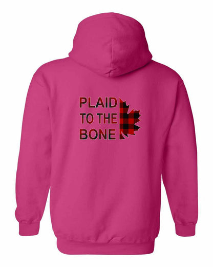 Plaid to the Bone Stacked Leaf Left Chest and Back Pullover