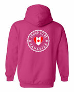 Proud to be Canadian Heart Flag Left Chest and Back Pullover Hoodie - Gildan Canada (sewn Internationally) - Unisex
