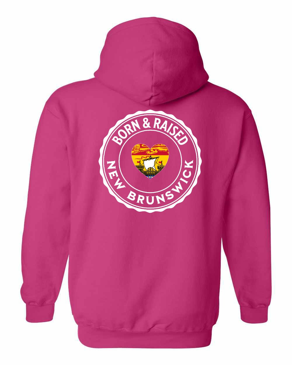 Born and Raised NB Heart Flag Left Chest & Back Pullover Hoodie - Unisex