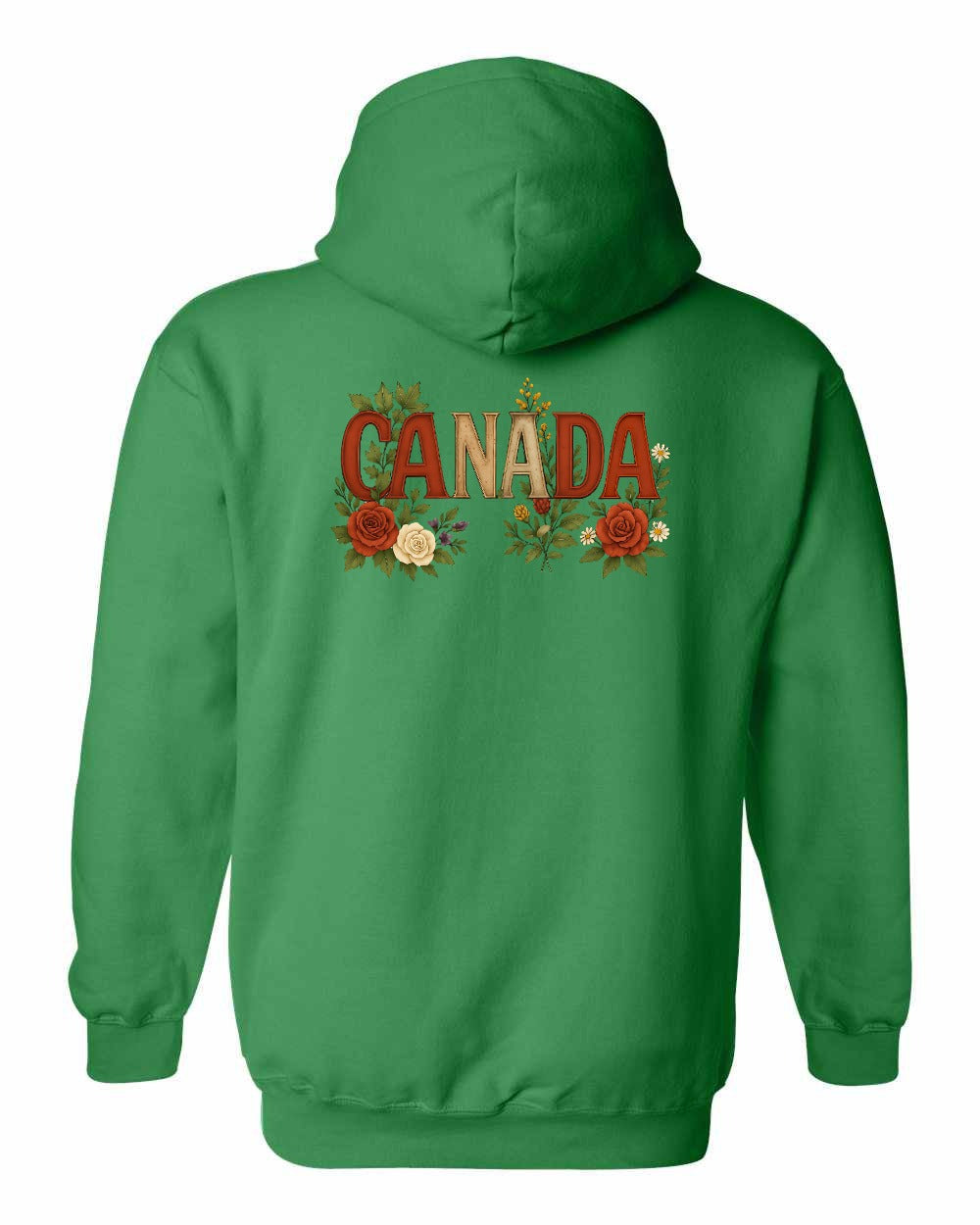 Canada Flowers Left Chest and Back Pullover Hoodie - Gildan Canada (sewn Internationally) - Unisex