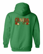 Canada Flowers Left Chest and Back Pullover Hoodie - Gildan Canada (sewn Internationally) - Unisex