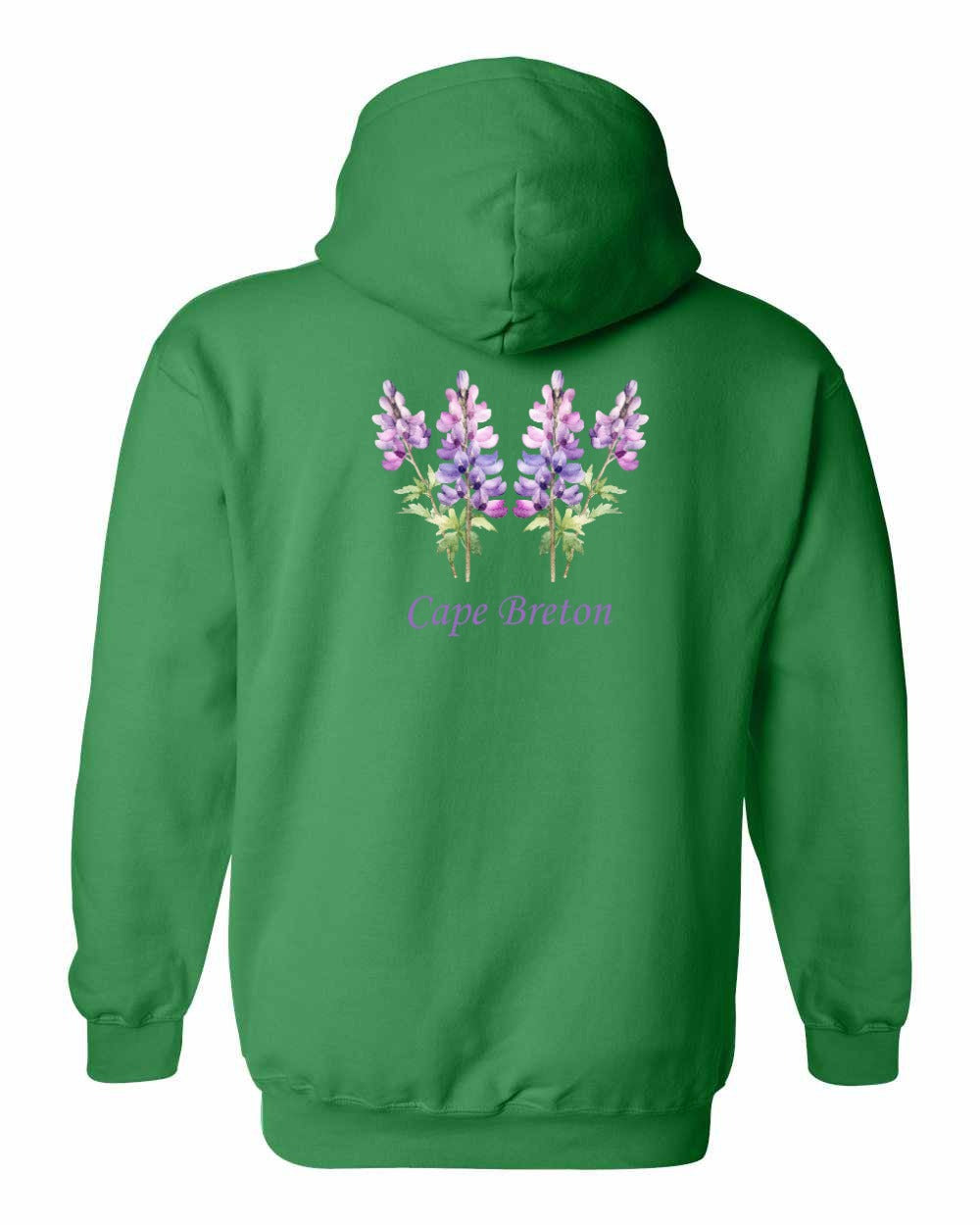 Cape Breton Lupin Left Chest and Back Pullover Hoodie