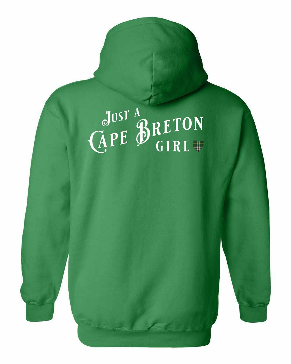 Just a Cape Breton Girl Tartan Left Chest and Back Pullover Hoodie